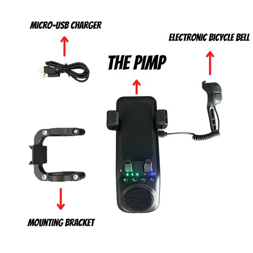 Bike Speaker - Wireless Speaker - Phone Holder - PMB - Pimp My Bike - Front Light - Bike Bell - Electric Bell - Bike Gadget - PIMPMYBIKE - Pimp My Bike - pimpmybike - Phone Holder - Bike Phone Holder - E-Scooter - Power Bank - Bike Gadget