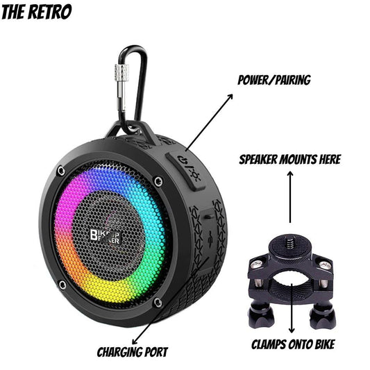 The Retro - Pimp My Bike + Bike Speaker + Wireless Speaker - Bluetooth Speaker - Bike Gadget